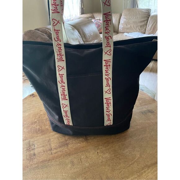 Victoria’s Secret Canvas Tote Bag Logo Straps - Picture 1 of 5